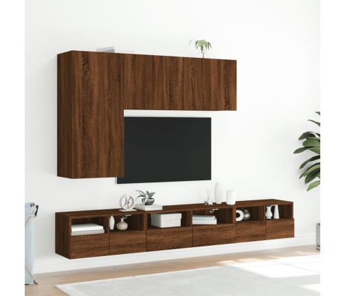 Muebles de pared para TV 2 uds madera roble marrón 60x30x30 cm