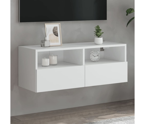 Mueble de pared para TV madera de ingeniería blanco 80x30x30 cm