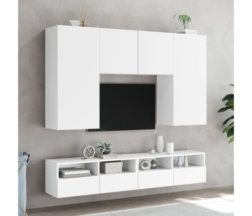 Muebles de pared TV 2 uds madera ingeniería blanco 80x30x30 cm