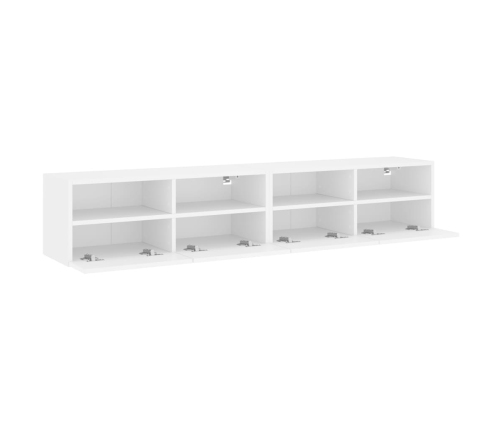 Muebles de pared TV 2 uds madera ingeniería blanco 80x30x30 cm