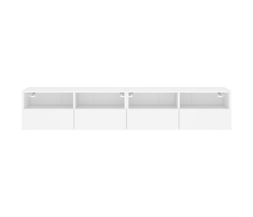 Muebles de pared TV 2 uds madera ingeniería blanco 80x30x30 cm