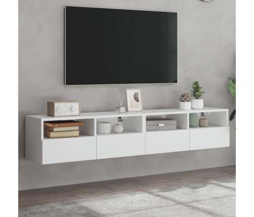 Muebles de pared TV 2 uds madera ingeniería blanco 80x30x30 cm