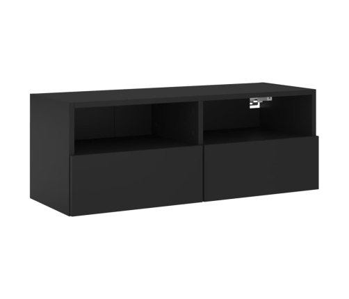 Mueble de pared para TV madera de ingeniería negro 80x30x30 cm