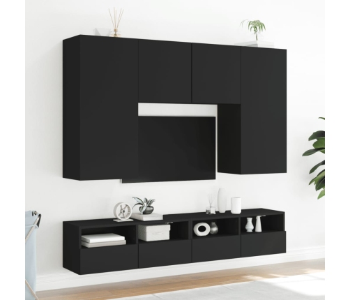 Mueble de pared para TV madera de ingeniería negro 80x30x30 cm