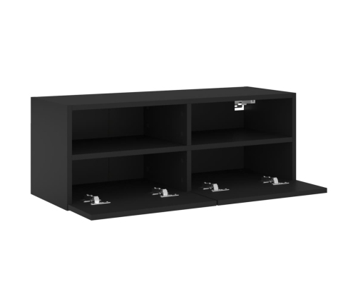 Mueble de pared para TV madera de ingeniería negro 80x30x30 cm