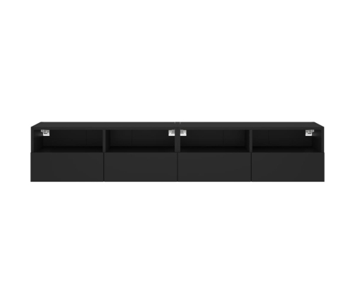 Muebles de pared TV 2 uds madera ingeniería negro 80x30x30 cm