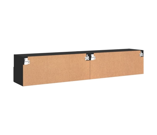 Muebles de pared TV 2 uds madera ingeniería negro 80x30x30 cm