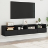 vidaXL Muebles de pared TV 2 uds madera ingeniería negro 80x30x30 cm