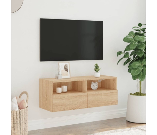 Mueble de pared TV madera ingeniería roble Sonoma 80x30x30 cm