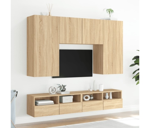 Mueble de pared TV madera ingeniería roble Sonoma 80x30x30 cm