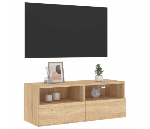 Mueble de pared TV madera ingeniería roble Sonoma 80x30x30 cm