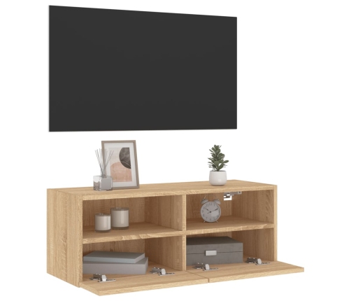 Mueble de pared TV madera ingeniería roble Sonoma 80x30x30 cm