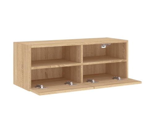 Mueble de pared TV madera ingeniería roble Sonoma 80x30x30 cm