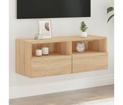 Mueble de pared TV madera ingeniería roble Sonoma 80x30x30 cm