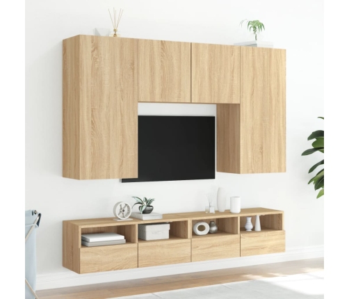 Muebles de pared para TV 2 uds madera roble Sonoma 80x30x30 cm