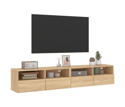 Muebles de pared para TV 2 uds madera roble Sonoma 80x30x30 cm