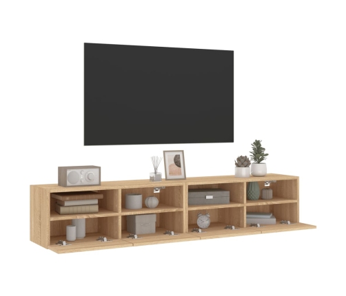 Muebles de pared para TV 2 uds madera roble Sonoma 80x30x30 cm