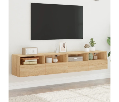 Muebles de pared para TV 2 uds madera roble Sonoma 80x30x30 cm