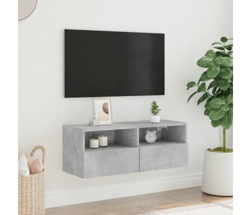 Mueble de pared TV madera ingeniería gris hormigón 80x30x30 cm