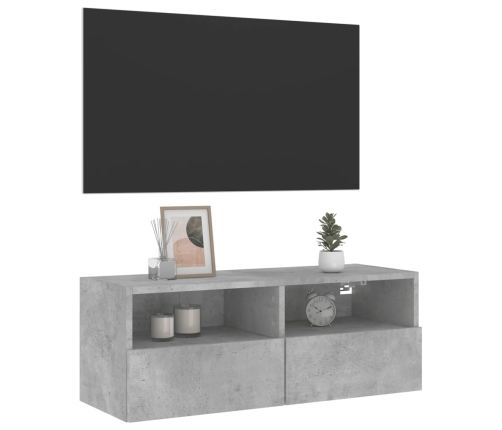 Mueble de pared TV madera ingeniería gris hormigón 80x30x30 cm