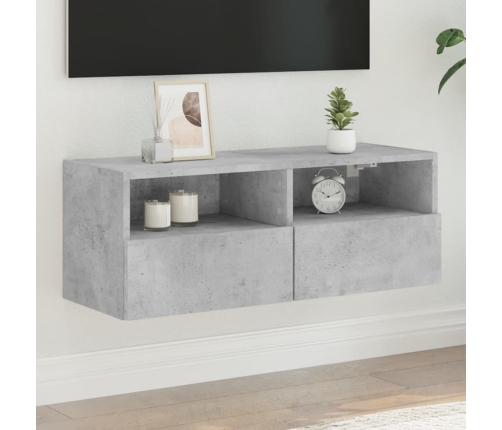 Mueble de pared TV madera ingeniería gris hormigón 80x30x30 cm