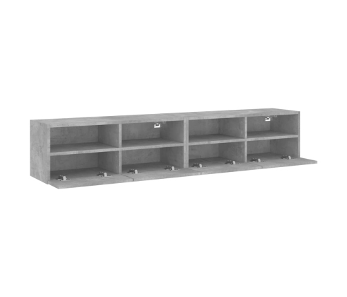 Muebles de pared para TV 2 uds madera gris hormigón 80x30x30 cm