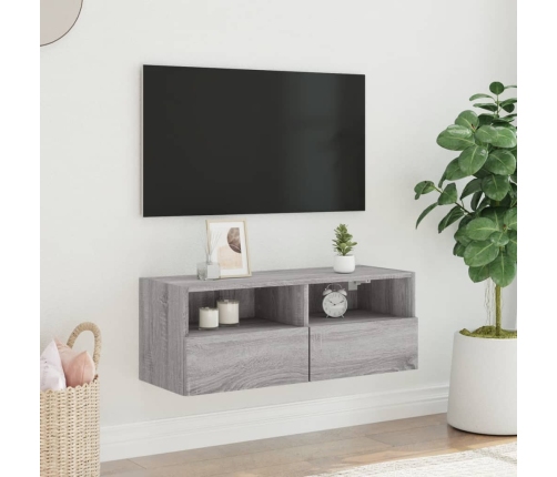 Mueble de pared TV madera de ingeniería Sonoma gris 80x30x30 cm