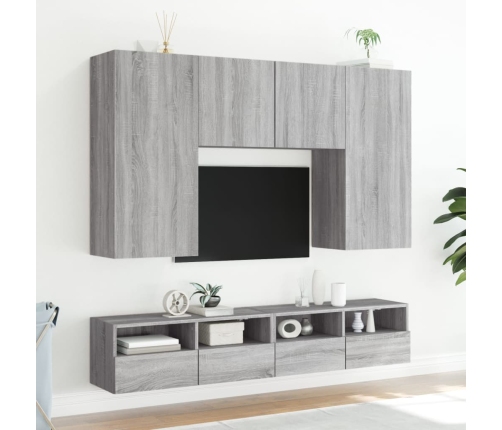 Mueble de pared TV madera de ingeniería Sonoma gris 80x30x30 cm