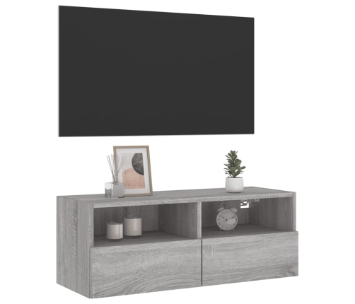 Mueble de pared TV madera de ingeniería Sonoma gris 80x30x30 cm