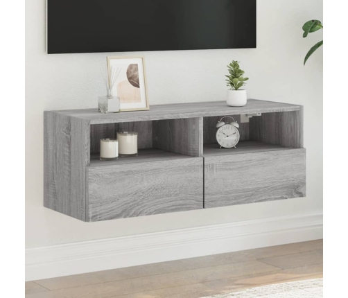 Mueble de pared TV madera de ingeniería Sonoma gris 80x30x30 cm