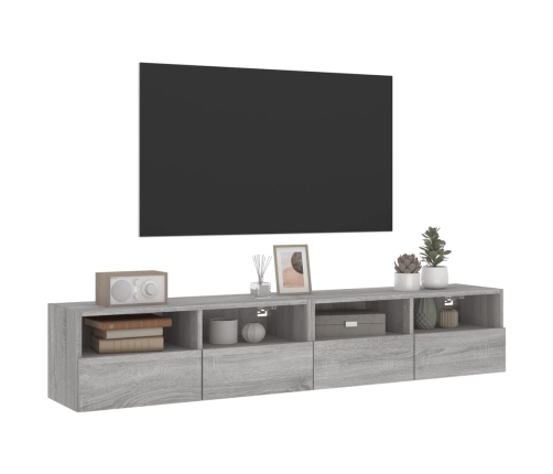 Muebles de pared para TV 2 uds madera gris Sonoma 80x30x30 cm