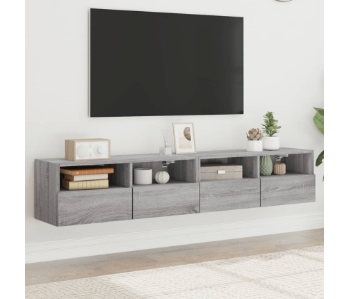 Muebles de pared para TV 2 uds madera gris Sonoma 80x30x30 cm