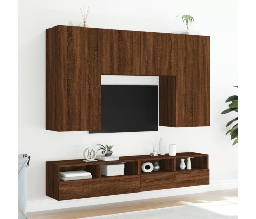 Mueble de pared TV madera ingeniería marrón roble 80x30x30 cm