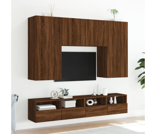 Muebles de pared para TV 2 uds madera roble marrón 80x30x30 cm