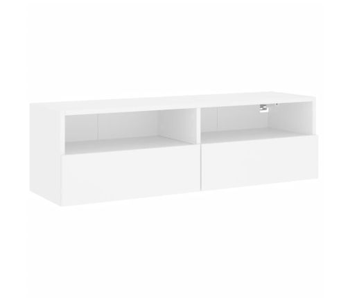 Mueble de pared para TV madera ingeniería blanco 100x30x30 cm