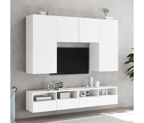 Mueble de pared para TV madera ingeniería blanco 100x30x30 cm