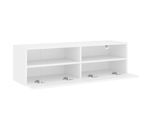 Mueble de pared para TV madera ingeniería blanco 100x30x30 cm