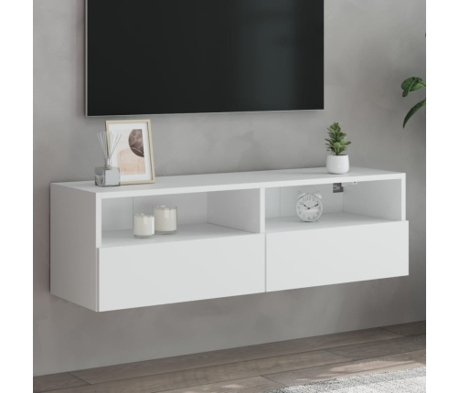 Mueble de pared para TV madera ingeniería blanco 100x30x30 cm