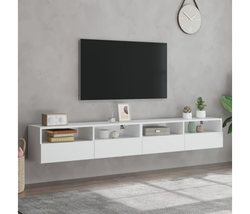 Muebles de pared TV 2 uds madera ingeniería blanco 100x30x30 cm