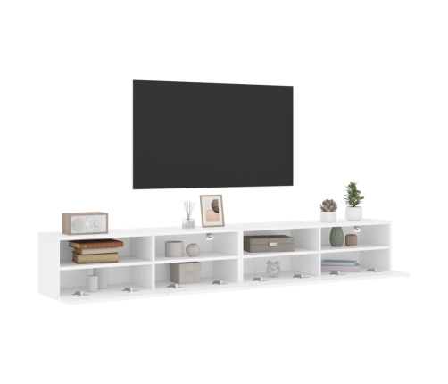 Muebles de pared TV 2 uds madera ingeniería blanco 100x30x30 cm