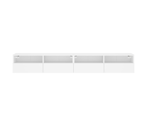 Muebles de pared TV 2 uds madera ingeniería blanco 100x30x30 cm