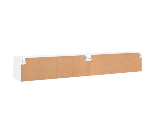 Muebles de pared TV 2 uds madera ingeniería blanco 100x30x30 cm