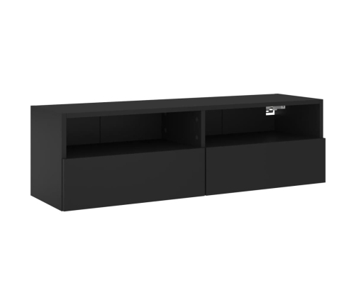 Mueble de pared para TV madera de ingeniería negro 100x30x30 cm