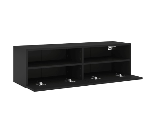 Mueble de pared para TV madera de ingeniería negro 100x30x30 cm