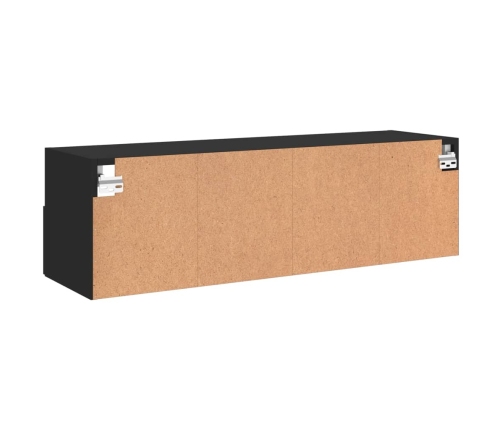 Mueble de pared para TV madera de ingeniería negro 100x30x30 cm