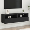 Mueble de pared para TV madera de ingeniería negro 100x30x30 cm