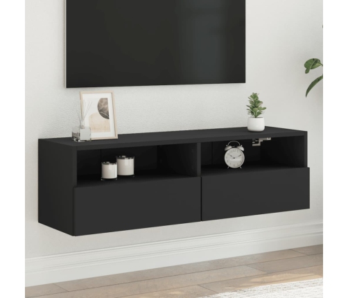 Mueble de pared para TV madera de ingeniería negro 100x30x30 cm