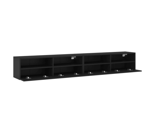 Muebles de pared TV 2 uds madera ingeniería negro 100x30x30 cm