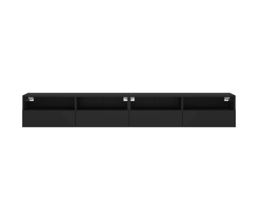 Muebles de pared TV 2 uds madera ingeniería negro 100x30x30 cm