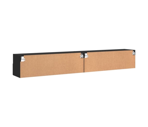 Muebles de pared TV 2 uds madera ingeniería negro 100x30x30 cm